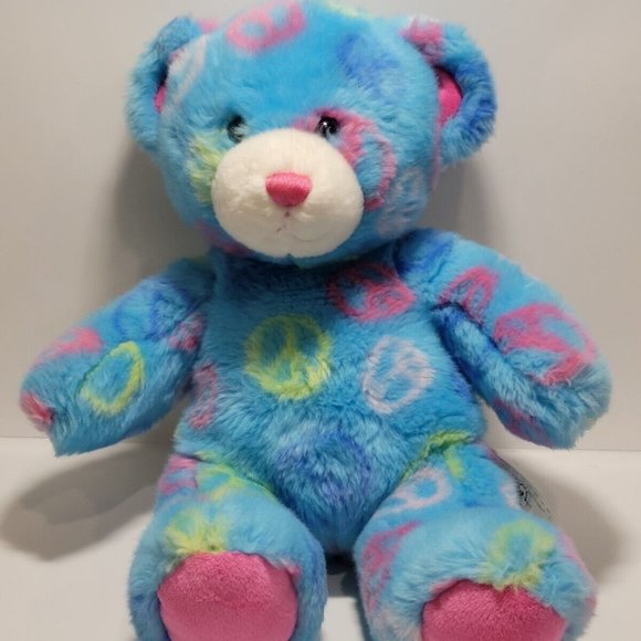 Free Shipping Build a Bear 15" Peace Bear Blue - Picture 1 of 6